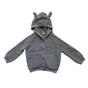 Jamie Kay Gray Hooded Cardigan Sweater Size 3y